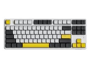 AJazz AK873 Bluetooth mechanical keyboard, 87-keys,RGB-LED backlight,  Wired, wireless and Bluetooth, three connection modes, for game work and daily use biluo switch White