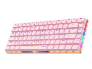 AJazz AK33 82 Keys Mechanical Gaming Keyboard Adjustable Light Painted Keycaps Pink Suitable for Women Blue Switch Multicolor