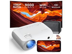YOTON Projector with 5G WiFi and Bluetooth - 1080P Native Outdoor Portable Projector 4K Support, Movie Home Projector with HDMI/USB, Phone Projector