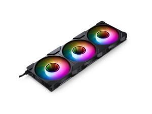Phanteks M25-120 Gen2 Triple Pack, 3x 120mm ARGB High Performance Cooling Fans, Daisy-chain Unified Fan Frame, Infinity Mirror hub, single cable connection, Black