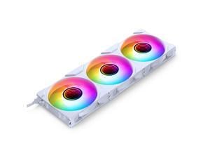 Phanteks M25-120 Gen2 Reversed Blade Triple Pack, 3x 120mm ARGB High Performance Cooling Fans, Daisy-chain Unified Fan Frame, Infinity Mirror hub, single cable connection, White