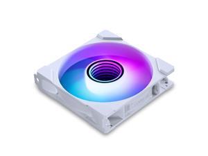 Phanteks M25-120 Gen2 Reversed Blade, 120mm ARGB High Performance Cooling Fans, Daisy-chain Unified Fan Frame, Infinity Mirror hub, single cable connection, White