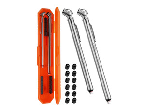 KEHIPI Pencil Tire Pressure Gauge 2 Pack (10-75PSI, 10-120PSI &plusmn;2% Span), Valve Caps with Case, Stainless Steel Body, and Metal Made Nozzle 3 Measurements for Cars, Bikes, Vehicles, Pickups