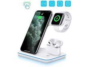 KEHIPI Wireless Charger 3 in 1 Charger Stand 15W QI Fast Charging Station for Apple iWatch Series 54321AirPods Compatible with iPhone 11 SeriesXS MAXXRXSX88 PlusSamsung White