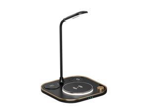 KEHIPI 4 in 1 LED Desk Lamp with Wireless Charging Station for Multiple Devices Qi Wireless Certified Compatible with iPhone 1312 1312 Pro 1312 Pro Max iWatch Airpods 2Pro with LED Light black