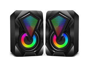 KEHIPI Computer Speakers X2 Wired PC Speaker 20 USB Gaming Powered Stereo Mini Multimedia Volume Control with RGB Lights 35mm Aux Input for Phone Tablets Desktop Laptop