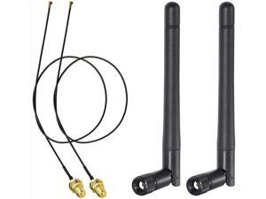 KEHIPI M.2 WiFi Antenna 2.4GHz 5GHz 5.8GHz 3dBi MIMO RP-SMA Male (2-Pack) + 2 x 12 inch Ngff Ipex4 to Rp-SMA Cable for M.2 NGFF Intel Wireless Network Card WiFi Adapter Laptop
