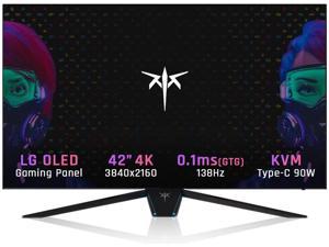 KTC 42 Inch 4K OLED Gaming Monitor 3840x2160 UHD White Monitor 138Hz 01msGTG KVM DP14 HDMI21 USB30 90W USB TypeC Reverse Charging 28W Builtin Speakers HDR VESA G42P5 with Stand