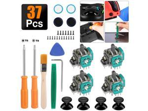 37 pcs 3D Analog Joysticks Thumbstick Repair Kit  Fit for Xbox One S Controller with T6 T8 Torx Screwdriver Analog Joystick Thumbstick Cap Silicone Cap Cover