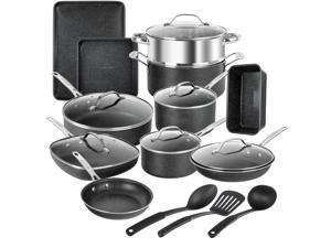 Granite Stone 20 Piece Complete Cookware  Bakeware Set with Ultra Nonstick 100 PFOA Free CoatingIncludes Frying Pans Saucepans Stock Pots Steamers Cookie Sheets  Baking Pans