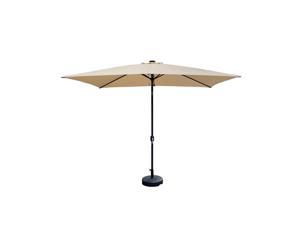 Cantilever Umbrella Solar LED Light Patio Parasol UV Protection Adjustable Angle Hanging Umbrella Tan