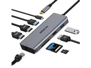 MOKiN USB C Laptop Docking Station,USB C Hub HDMI Adapter with 2xHDMI,100W PD,Ethernet,3 USB and SD/TF Card Reader,Triple Display Multiport Dongle for MacBook/HP/Lenovo/Dell/Surface Laptop,etc