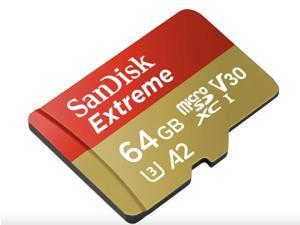 64GB SanDisk Extreme MicroSDHC UHSI Memory Card With Adapter  160MBs U3 V30 4K UHD A2 Micro SD Card  SDSQXA2064GGN6MA