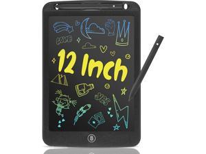 HAPPYMATE LCD Writing Tablet for Kids 12 Inch Doodle Pad Colorful Writing Board LCD Drawing Board ErasableToys for Kids Birthday Day Gifts for 3 4 5 6 7 8 Year Old Girls Boys Black