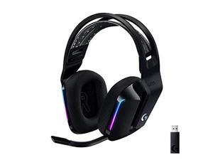 Logitech G733 Lightspeed Wireless Gaming Headset with Suspension Headband LIGHTSYNC RGB Blue VOCE mic Technology and PROG Audio Drivers Lightweight 29 Hour Battery Life 20m Range  Black