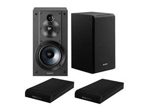Sony SSCS5 3Way 3Driver Bookshelf Speaker System Black Bundle with Isolation Pads 2 Items