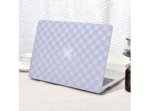 Seorsok Compatible with MacBook Air 13 Inch Case2022 2021 2020 2019 2018 Release A1932 A2179 M1 A2337 Touch IDElegant Leather Plastic Hard Shell Case Transparent Keyboard CoverLavender Grey PVC Grid