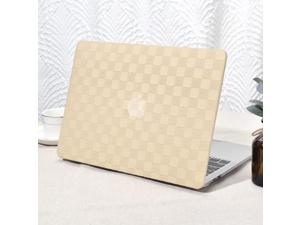 Seorsok Compatible with MacBook Air 13 Inch Case2022 2021 2020 2019 2018 Release A1932 A2179 M1 A2337 Touch IDElegant Leather Plastic Hard Shell Case Transparent Keyboard CoverKhaki PVC Grid