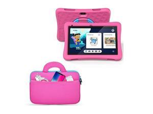 Kids Tablet 10 inch Toddler Tablet Google Kids Space Teacher Approved apps with Parent Control Eye Protection Mode EVA Shockproof Case and Tablet Sleeve Bag Bundle PlimPad Kids10 Pink Set