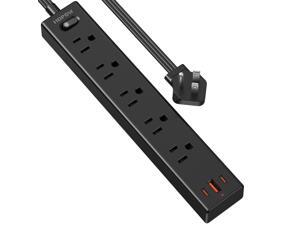 HOPOW Flat Plug Power Strip, 6 Ft Ultra Thin Flat Extension Cord,...