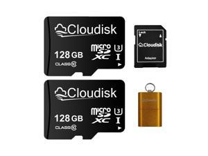 128GB 2Pack Cloudisk Micro SD Card Class10 U3 V30 A2 UHSI MicroSDXC Memory Card Flash Memory Card For 4K highdefinition camera smartphone laptop and more With SD Adapter and USB Flash Drive