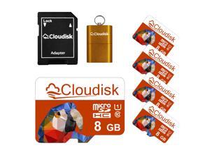 8GB 5Pack Cloudisk Micro SD Card With SD Adapter and USB Flash Drive MicroSDHC Memory Card Flash Memory Card U1 Class10 For Smartphone Security Camera Video Camera and more