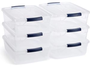 3 Pack Storex Letter Size Flat Storage Tray Organizer Bin with Non-Snap Lid