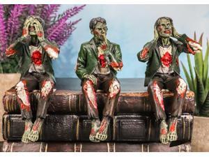 Ebros 4H Wise Walking Dead Zombie See Hear Speak No Evil Figurine Set Shelf Sitters