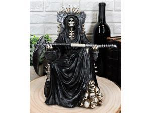 Ebros Gift Black Holy Death Grim Reaper Sitting On Skeleton Throne Figurine 105 Tall Time Waits for No Man Angel of Death with Scythe As Ossuary Home Decor Eternal Death Gates of Hades