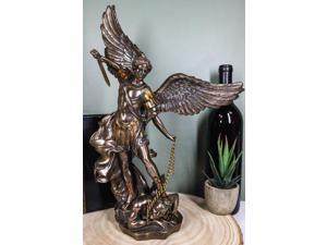 Ebros Large Archangel Saint Michael Slaying Satan Statue 14 Tall Figurine