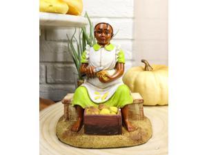 Ebros Vintage Black Americana History African American Girl Peeling Potato Statue 5H