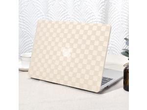 Seorsok Compatible with MacBook Air 13 Inch Case2022 2021 2020 2019 2018 Release A1932 A2179 M1 A2337 Touch IDElegant Leather Plastic Hard Shell Case Transparent Keyboard CoverYellow PVC Grid