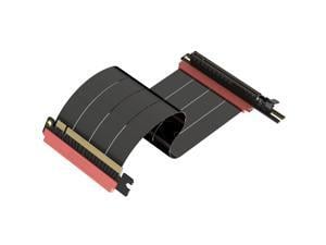 LINKUP - AVA5 PCIE 5.0 Riser Cable | RTX5090 RX9070 GPU Ready | x16 128GB/s Speed | Compatible with Fractal Design Era 2 & Terra | Single Reverse Left Angle, Black 24cm (Total Length 28cm)