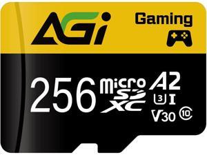 AGI 256GB TF138 MicroSDXC Memory Card C10 U3 V30 A2 Micro SD (R/W Speed up to 98/70 MBs) SD Card Adapter is accompanied for Using with DSLRs, camcorders and Other SD-Compatible Devices