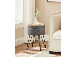 Furniliving Leather Adjustable Vanity Stool Swivel Round Ottoman Modern Makeup Chair, Dark Brown