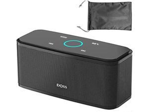 DOSS SoundBox Touch Bluetooth Speaker with Waterproof Bag Packed 12W HD Sound and Bass 20H Playtime Touch Control Handsfree Speaker for Home Outdoor TravelDeep Black