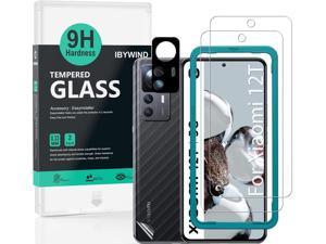 Ibywind Screen Protector For Xiaomi 12T 5G667 Incheswith 2Pcs Tempered Glass1Pc Camera Lens Protector1Pc Backing Carbon Fiber FilmFingerprint ReaderEasy to install
