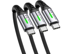 3 Pack USB C Cable INIU 166666ft 31A QC30 Type C Cable Fast Charge LED USB to USBC Cable Zinc Alloy Braided Phone Charger for Samsung S21 S20 S10 Note 10 LG Google OnePlus Huawei Xiaomi