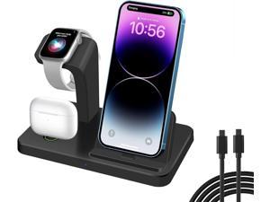 FDGAO Charging Station for Apple Devices 3 in 1 Fast Charging Stand Dock for iPhone 14 13 12 11 Pro Max XS XR 8 7 6s  Airpods Wireless Charger for Apple Watch Series Ultra 8 7 6 5 4 3 2 SE Black