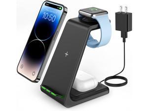 GEEKERA Wireless Charging Stand 3 in 1 Wireless Charger Dock Station for Apple Watch 8 7 6 SE 5 4 3 2 Airpods 2Pro iPhone 14 Pro Max14 Pro1413 Pro Max13 Pro1312 Series Phones