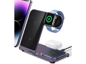 Intoval Charging Station for Apple iPhoneWatchAirpods 3 in 1 Wireless Charger for iPhone 14131211XSXRXSX8 iWatch 8Ultra76SE5432 Airpods Pro2Pro1321 Y9Purple