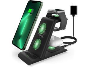 Wireless Charger 3 in 1 15W Fast Wireless Charging Station for Apple Watch Ultra 8 Se 7 6 5 4 3 AirPods Pro 3 2 Wireless Charger Stand for iPhone 14131211 PlusPro MaxXXRXs MaxSE88 Plus