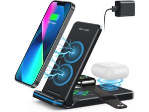 Wireless Charger 3 in 1 Wireless Charging Station for iPhone 131211 Pro Max11XR XSX8Foldable Charger Stand Compatible with Apple Watch Series Fast Charging Dock for AirPods Pro23Black