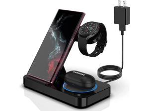 Wireless Charging Station 3 in 1 Foldable Wireless Charger Compatible with Samsung Galaxy S22Z FoldS21S20S10 Galaxy BudsLivePro Galaxy Watch 43Active2 QC 30 Adapter Included