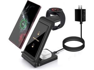 Wireless Charging Station 3 in 1 Wireless Charger Stand Fast Wireless Charging Dock with TypeC Adapter for Galaxy S23S22S21S20Note 20109 Galaxy Buds Galaxy Watch 5 Pro543Active 21