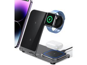 Intoval Charging Station for Apple iPhoneWatchAirpods 3 in 1 Wireless Charger for iPhone 14131211XSXRXSX8 iWatch 8Ultra76SE5432 Airpods Pro2Pro1321 Y9Gray