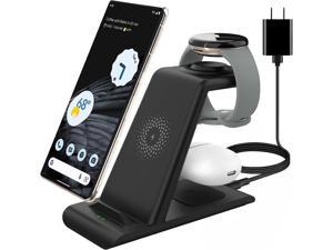 HATALKIN Wireless Charger Stand for Google Pixel WatchGoogle Pixel 77A7 Pro66 Pro543XLPixel FoldPixel Buds Pro3 in 1 Charger for iPhone 14Samsung S23AirpodsGalaxy Buds Multiple Devices
