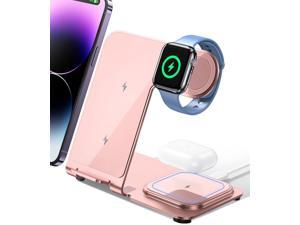 Intoval Charging Station for Apple iPhoneWatchAirpods 3 in 1 Wireless Charger for iPhone 14131211XSXRXSX8 iWatch 8Ultra76SE5432 Airpods Pro2Pro1321 Y9Pink