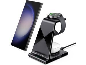 leChivée for Samsung Wireless Charger 3 in 1 Wireless Charger Samsung Charging Station Samsung Watch Charger Stand for Galaxy Watch 5 Active 2 Z Flip Z Fold 3 S22 Plus S21 FE S21 Ultra Buds2 Pro
