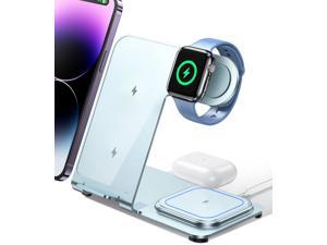 Intoval Charging Station for Apple iPhoneWatchAirpods 3 in 1 Wireless Charger for iPhone 14131211XSXRXSX8 iWatch 8Ultra76SE5432 Airpods Pro2Pro1321 Y9Blue